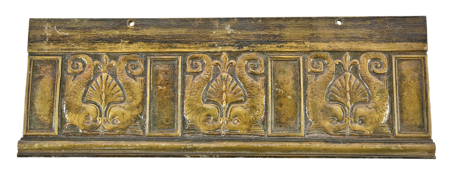 historically important late 19th century original salvaged chicago cast bronze historic fisher building interior lobby elevator cab or car figural frieze panel with nicely aged surface patina