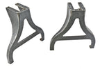 pair of matching robust early 20th century antique american industrial low-lying solid cast iron chicago factory machine shop lathe bases or legs