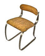 completely refinished late 1930's american art deco machine age ironing school sperlich posture "health" chair with uniform brushed steel finish