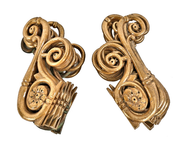 original c. 1920's american ornamental cast bronze interior cook county criminal courts building foliated scrollwork wall-mount decorative elements