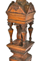 stunning one of a kind 19th century hand-carved solid oak chicago gold coast mansion interior newel post with turned spindles and ionic capitals