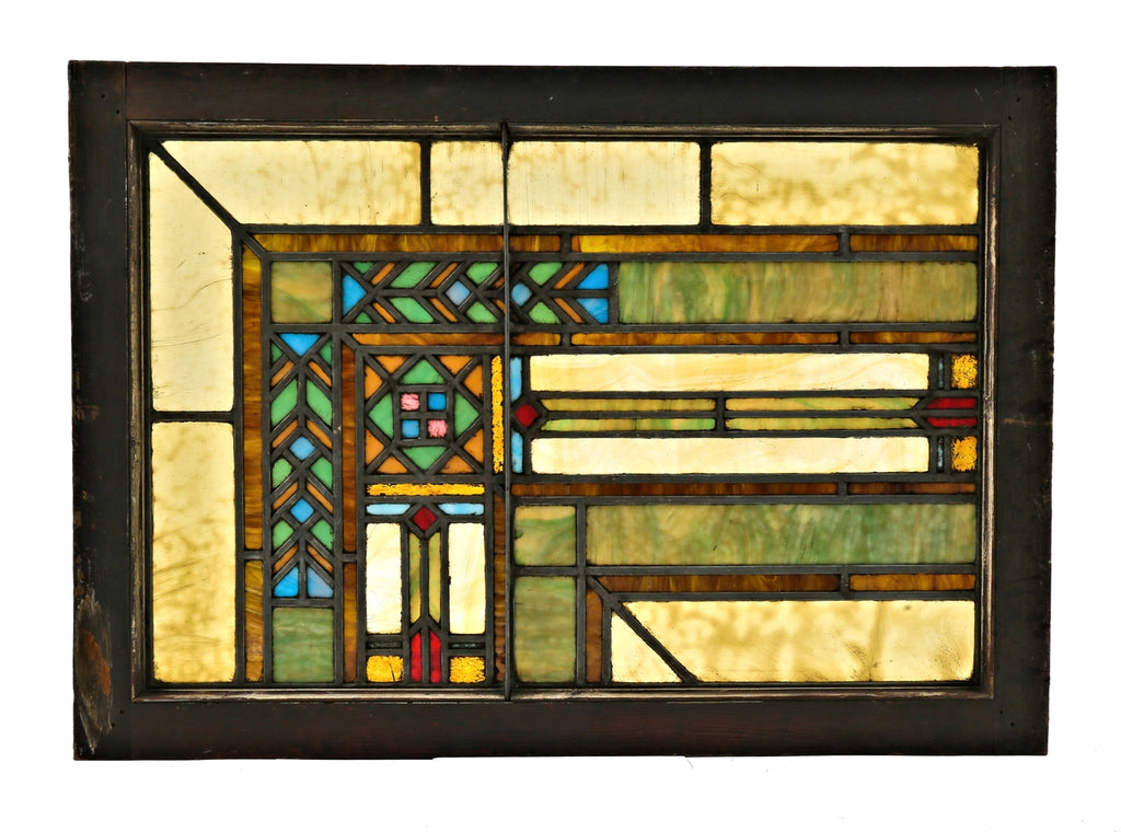all original and intact early 20th century prairie school style leaded art glass logan square masonic temple "american hall" interior skylight