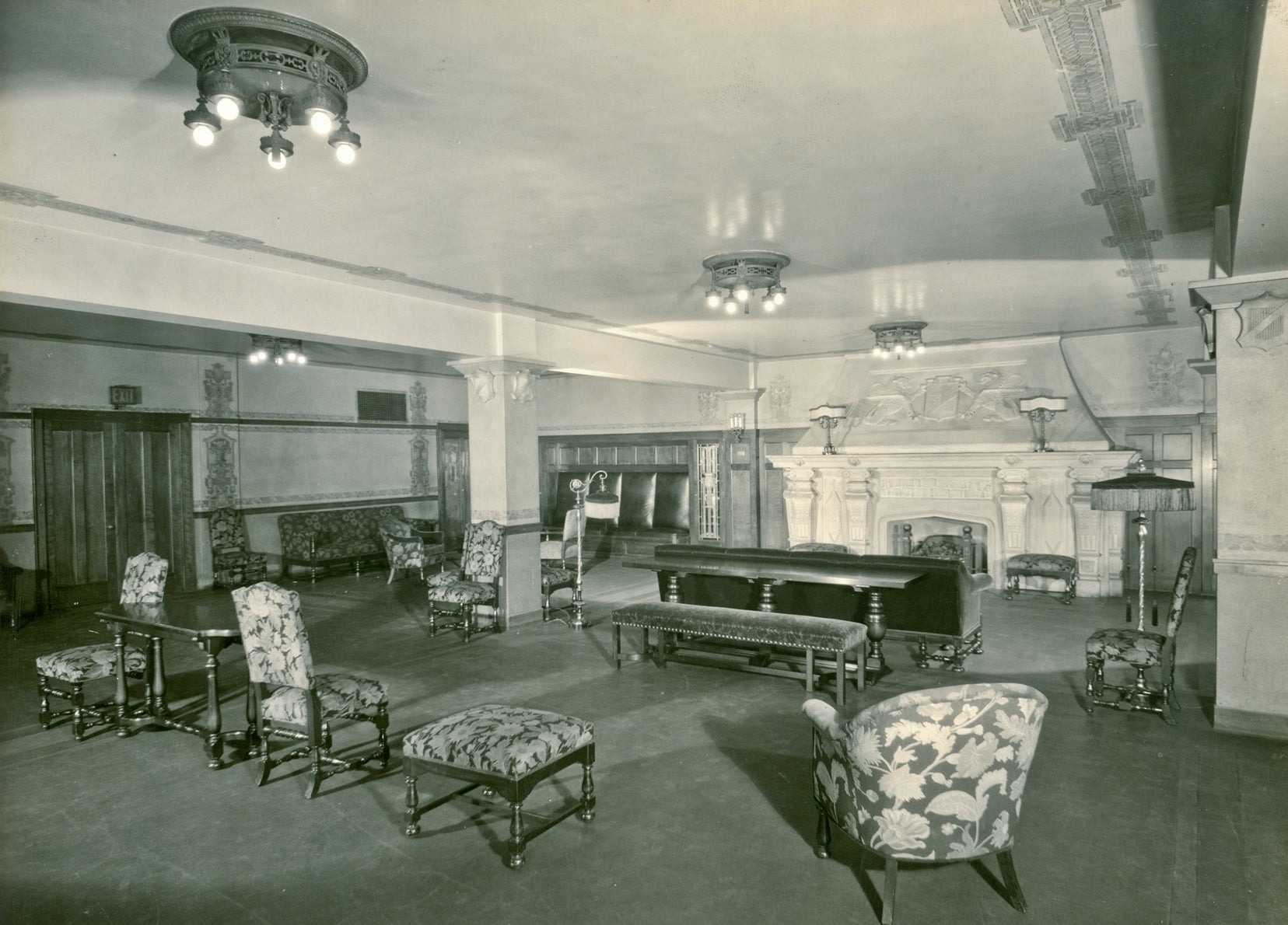 very unique early 20th century prairie school style leaded art glass logan square masonic temple cabinet door window with centrally located floral motifs