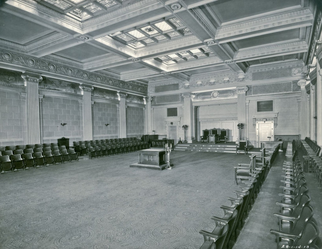 original 1920s american single-sided cast bronze logan square masonic temple interior "ionian hall" plaque