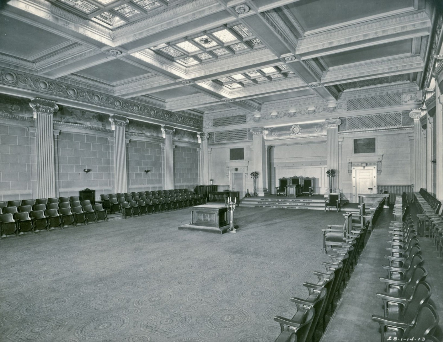 original 1920s american single-sided cast bronze logan square masonic temple interior "ionian hall" plaque