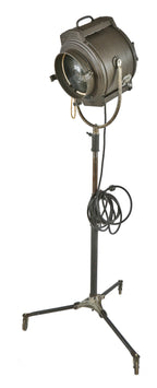 all original and fully functional c. 1930's american depression era oversized chicago theater mobile spotlight with reinforced glass fresnel lens