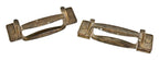 matching set of original and intact brass-plated cast iron antique american industrial wood and/or steel rolling door handles with nicely aged patina
