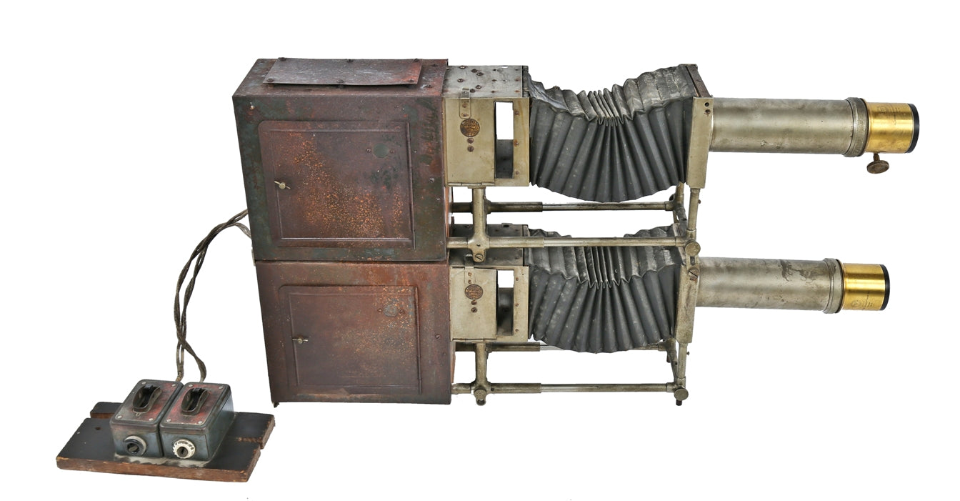 fantastic original late 19th century metal biunial electrified magic lantern made by the mcintosh stereopticon company chicago