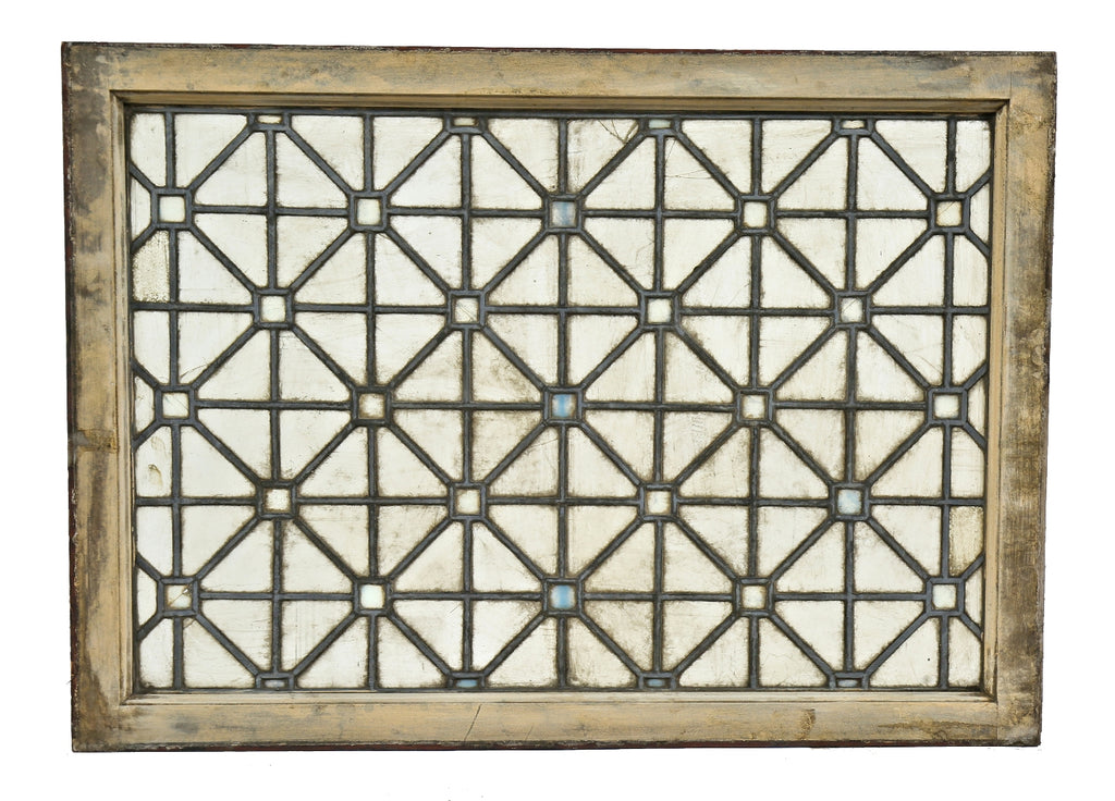 early 20th century prairie school style leaded art glass logan square masonic temple "ionian hall" interior skylight with original wood sash frame