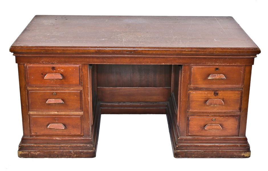 original oversized salvaged chicago solid mahogany wood logan square masonic temple altar with pull-out drawers and fluted columns