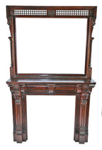 spectacular oversized 19th century salvaged chicago solid carved cherry wood interior residential fireplace mantel with intact overmantel