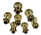 group of seven hard to find early 20th century ornamental cast brass residential flushmount barebulb lights with concealed keyless sockets