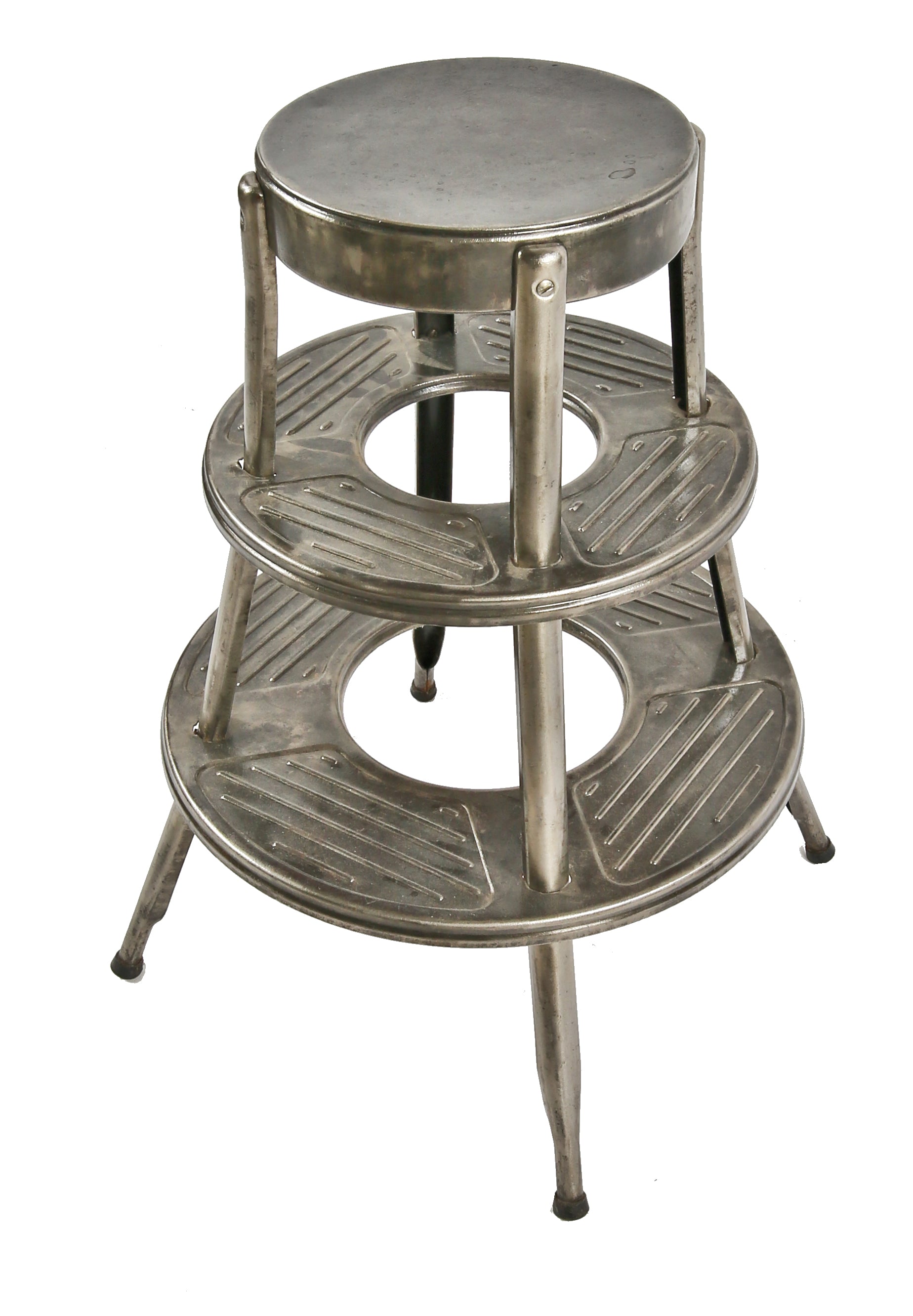 c. 1930's antique american industrial folded and pressed steel outdoor filling station island oil can display rack with graduated tiers