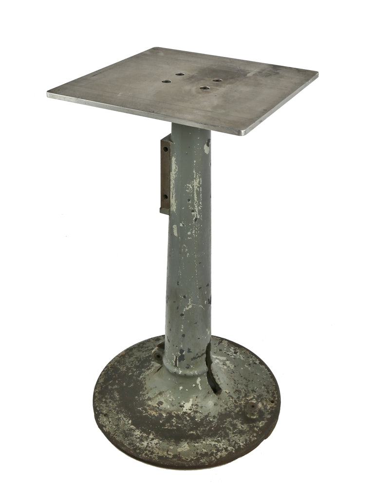 original c. 1940's american industrial freestanding tapered cast iron pedestal salvaged chicago machine shop grinder base with nicely distressed paint finish