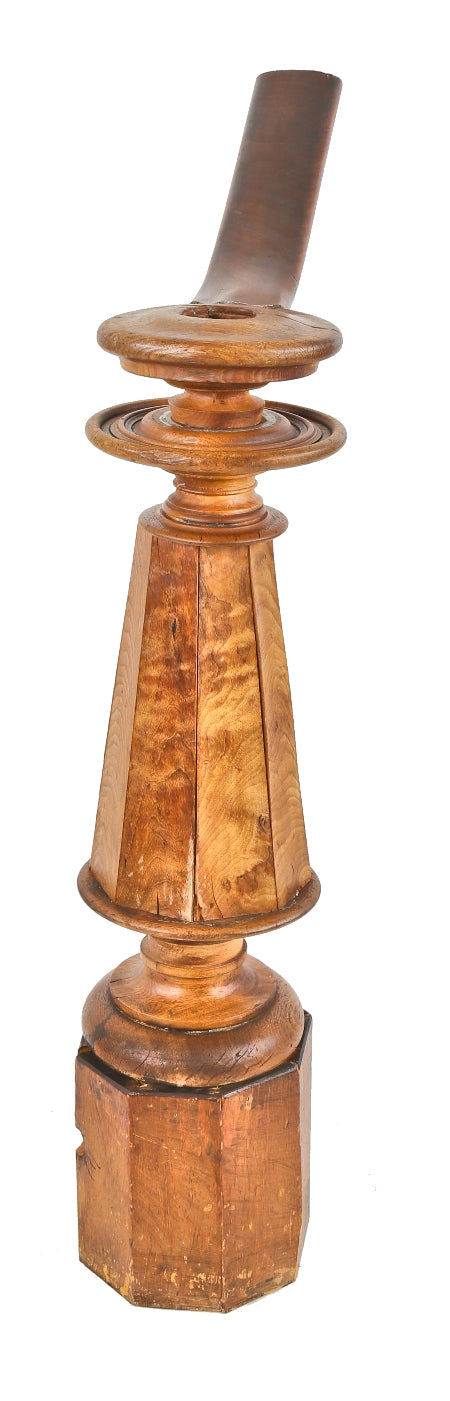 largely intact 1870's octagonal-shaped walnut wood interior residential salvaged chicago staircase newel post reinforced with centrally located solid steel rod