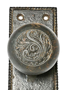 original 1892 louis h. sullivan-designed ornamental cast iron schiller building or garrick theater doorknob and backplate
