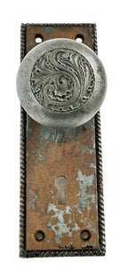 original 1892 louis h. sullivan-designed ornamental cast iron schiller building or garrick theater doorknob and backplate