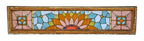 early 1880's original and intact oversized salvaged chicago stained glass transom window with original structurally sound sash frame