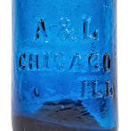 original mid-nineteenth century dark cobalt blue glass downtown chicago dug soda bottle manufactured for chicago bottlers ainsworth & lomax