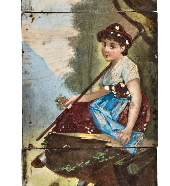 highly sought after 1880's original hand-painted interior residential ceramic fireplace scenic tiles from chicago mansion
