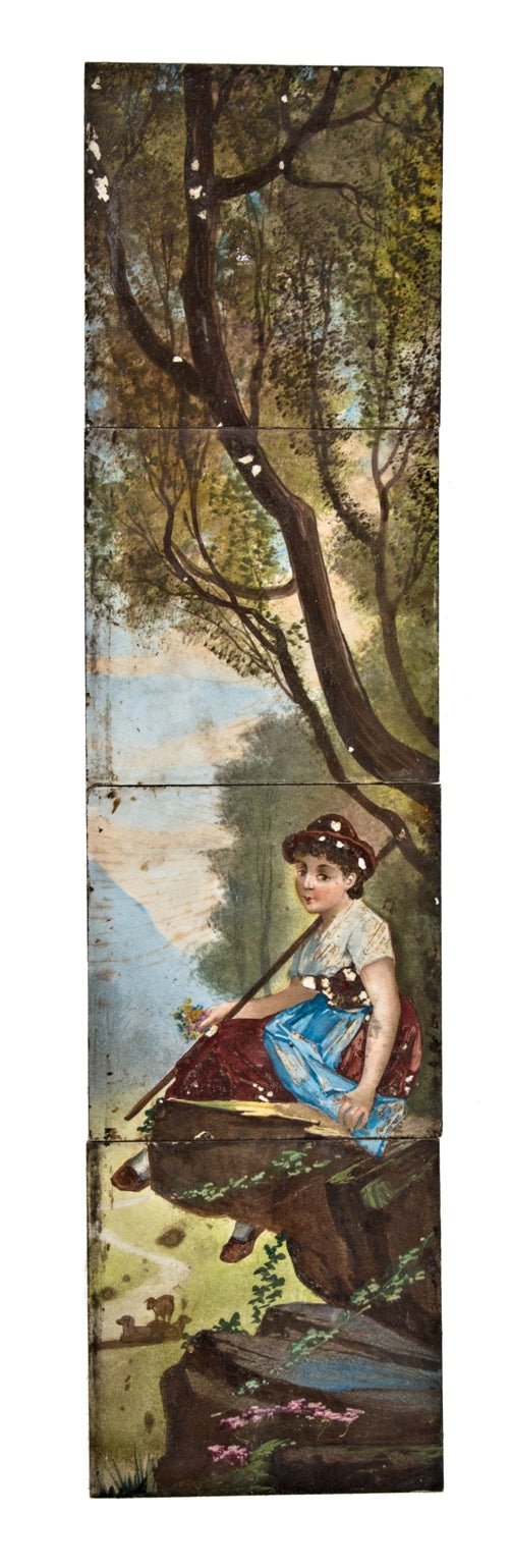 highly sought after 1880's original hand-painted interior residential ceramic fireplace scenic tiles from chicago mansion