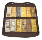 very rare early 20th century american antique beardslee lighting fixture traveling salesman specialty plate finish samples with fold-over pouch