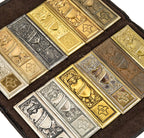 very rare early 20th century american antique beardslee lighting fixture traveling salesman specialty plate finish samples with fold-over pouch