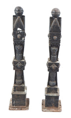 original freestanding c. 19th century american made victorian era ornamental cast iron "chicago style" exterior residential newel post