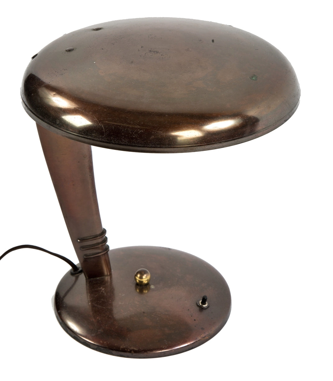 highly sought after c. 1940's original and intact american streamlined style model no. 60243 normandy bronze-plated reinecke designed table lamp