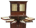 hard to find all original early 20th century antique american medical cold-rolled steel swing-out drawer "aseptic dental" cabinet with faux wood paint finish