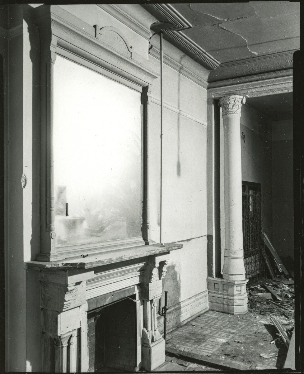 historically important john edelmann-designed levi strauss house carved walnut interior residential plinth block