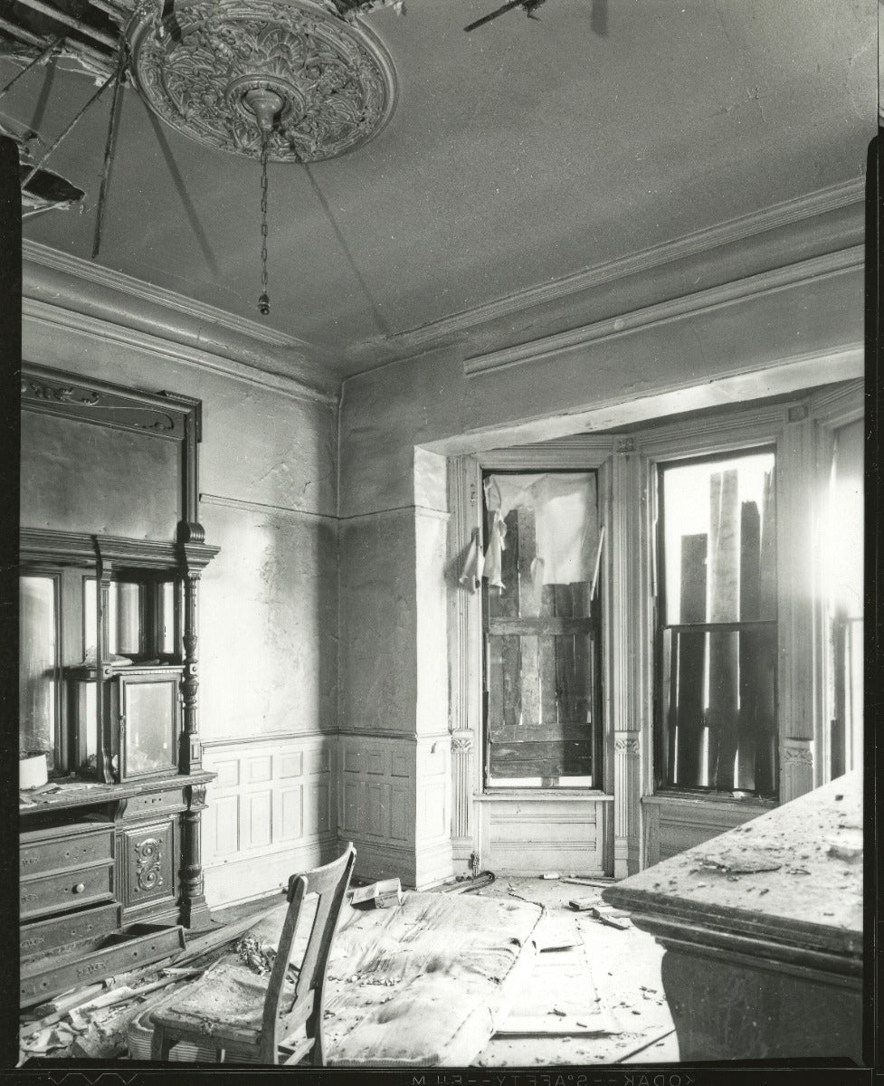 historically important john edelmann-designed levi strauss house carved walnut interior residential plinth block