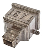 rare 19th century salvaged chicago ornamental cast iron exterior residential rain gutter collector box with deeply embossed "1871" date
