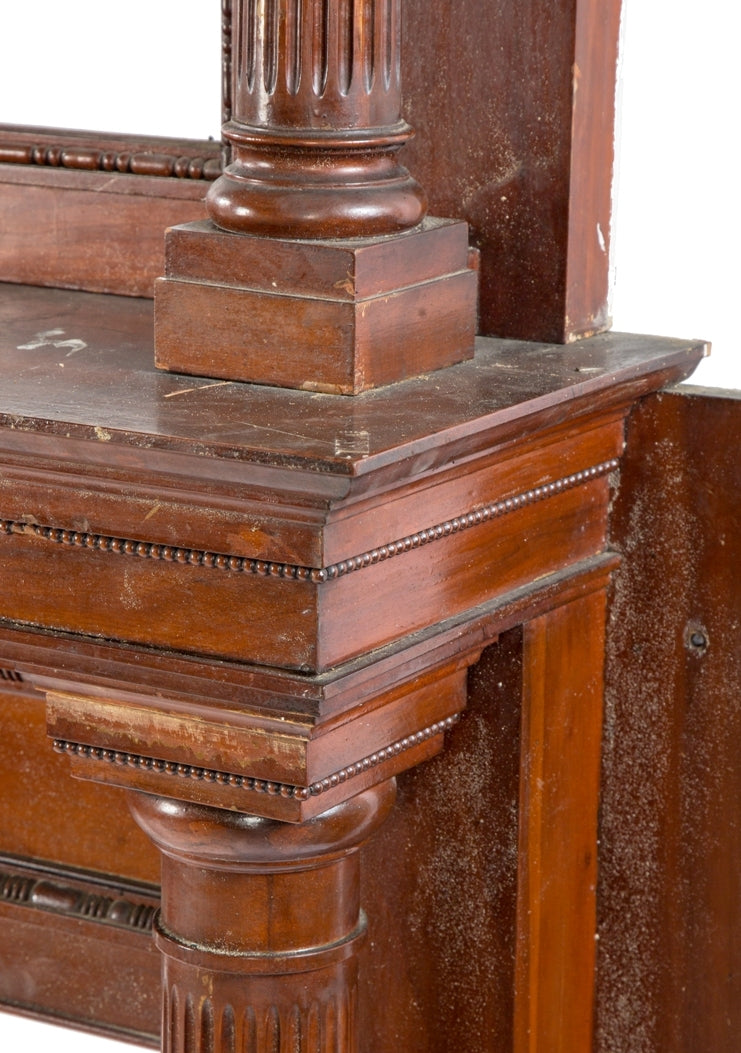 original 19th century salvaged chicago solid cherry wood oversized interior residential fireplace mantel with mostly uniform surface finish