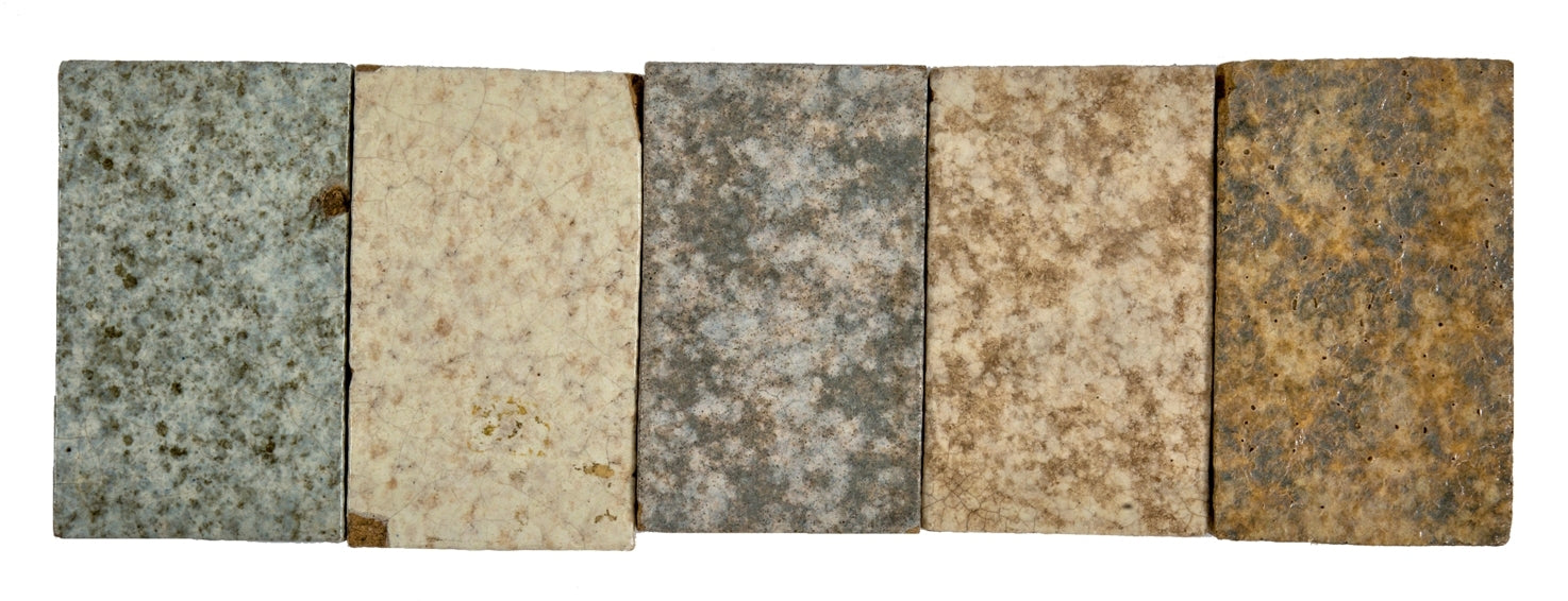 rare group of original early 20th century american terra cotta company "salesman sample" blocks with a variety of richly colored and/or textured finishes