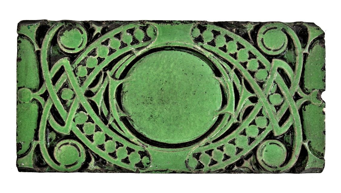highly unusual richly colored green glazed sullivanesque commercial building terra cotta attributed to kees and colburn