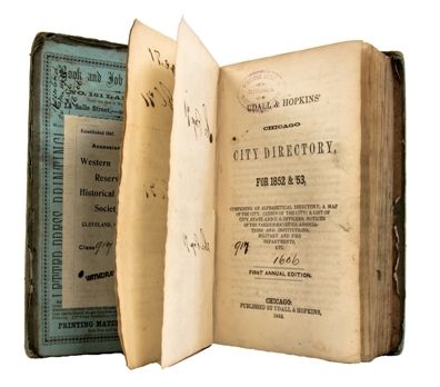 very rare 1852-53 largely intact udall and hopkins' chicago city directory omprising an alphabetical directory of the city, a map of the city, census of the city, a list of city, etc.