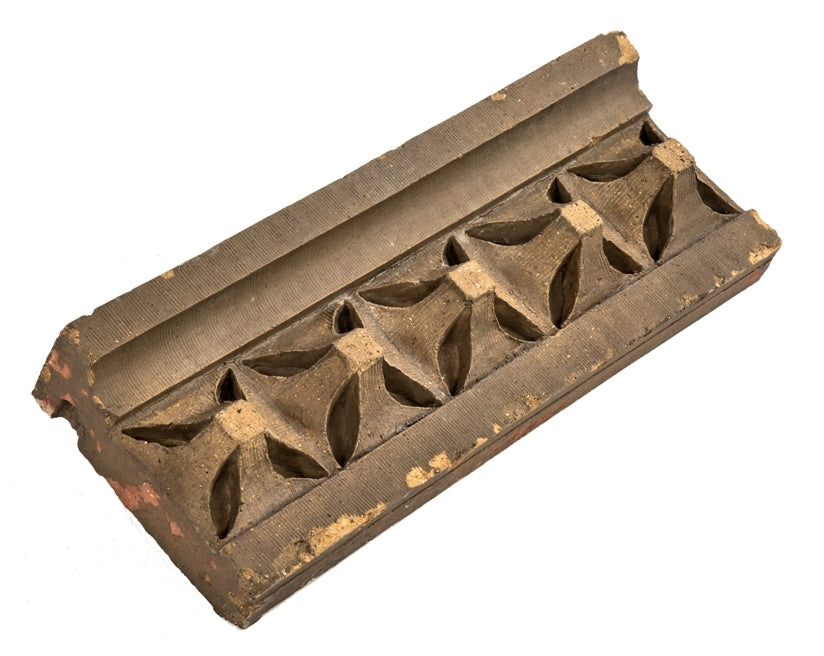 museum quality buff-colored slip glaze exterior schiller building or garrick theater strongly geometric terra cotta cornice frieze panels with rear cavities removed