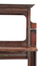 hard to find original c. 1880's american eastlake style solid cherry wood salvaged chicago interior residential fireplace mantel with intact beveled edge mirror