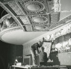 original frank lloyd wright-designed 1892 schiller building interior auditorium cast plaster balcony molding