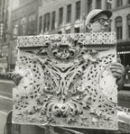 original museum-quality schiller building or garrick theater interior auditorium richly ornamented cast plaster balcony panel