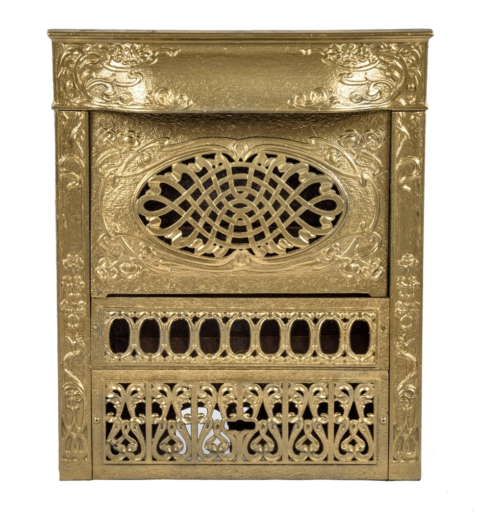 original late 19th century ornamental cast iron dawson brothers interior residential salvaged chicago fireplace insert with detachable summer cover