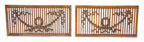 one of three matching original antique american victorian era double-sided oak wood salvaged chicago room divider screens or grilles with fanciful gesso ornament
