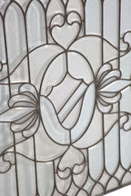 visually striking all original and completely intact massive early 20th century beveled glass salvaged chicago greystone mansion bay window with centrally located shield