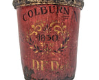 original 1830 hand-painted detroit fire department leather fire bucket with allover crazing and original drop handle