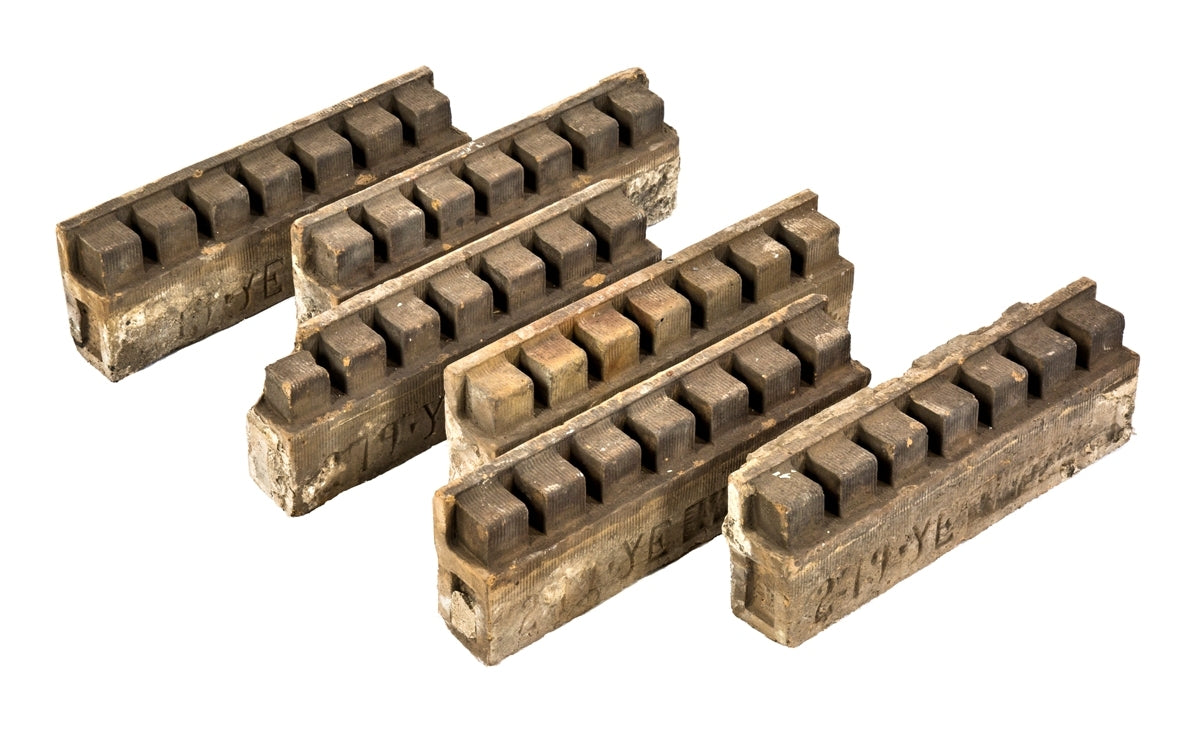 original 1891 historically important schiller or garrick theater ornamental buff-colored slip glazed terra cotta dentil blocks