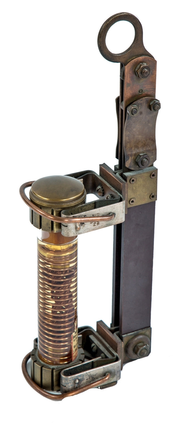 original early american industrial salvaged chicago high voltage "type d" circuit interrupter or fuse designed by nicholas j. conrad