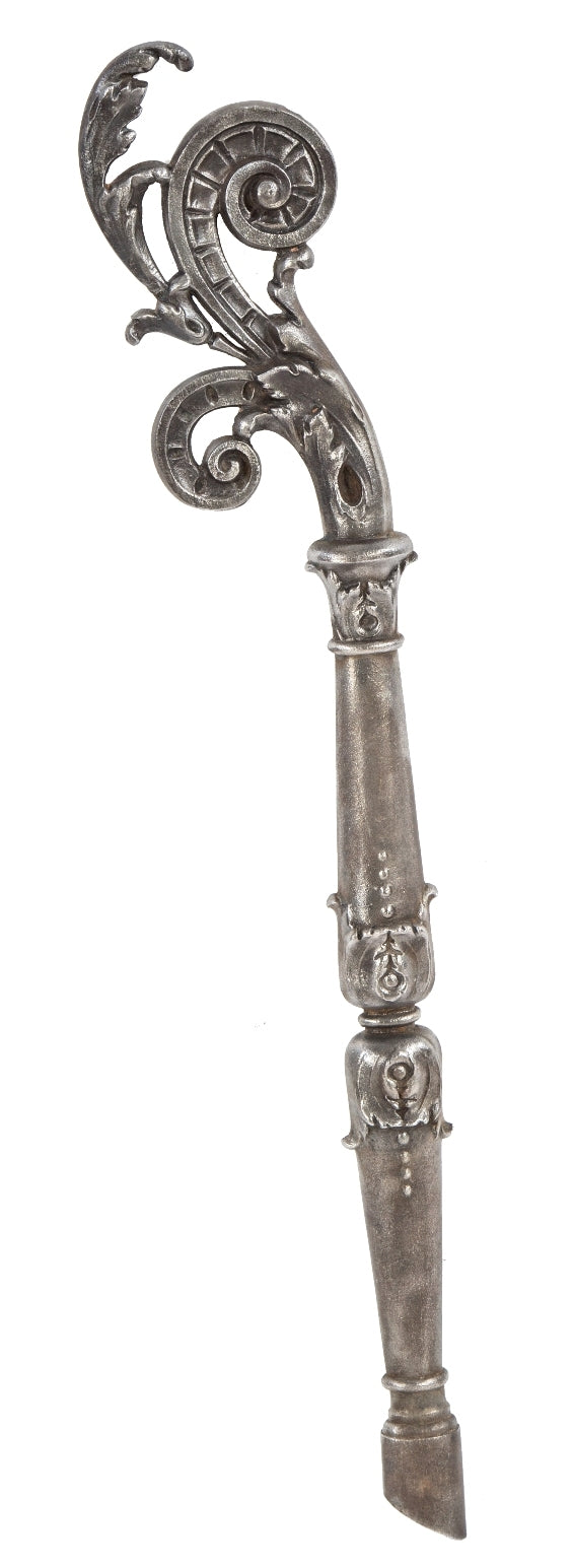 one of two matching 19th century original and intact antique american ornamental cast iron ywca hotel building staircase balusters with floral ornament