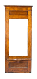 single early 20th century salvaged chicago antique american wall-mount solid oak wood pier mirror with original mirror and varnished finish
