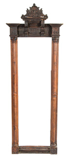 extraordinary 19th century american victorian era hand-carved solid walnut wood chicago row house overmantel with original and intact french cut glass mirror